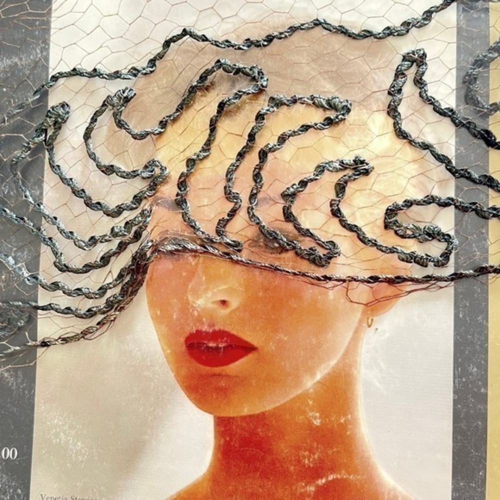 Vintage 1940s Silk Hand Stitched Birdcage Net Veil Fascinator Hat Trim Millinery - Picture 1 of 12